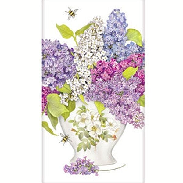 Mary Lake-Thompson Lilac Vase & Bees Floral Flour Sack Kitchen Towel