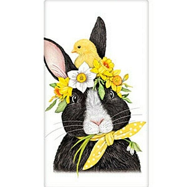 Mary Lake-Thompson Rabbit & Chick with Flower Halo Crown Flour Sack Kitchen Towel