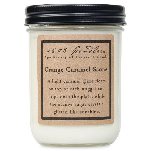 1803 Candles Orange Caramel Scone-14 oz glass jar Candle