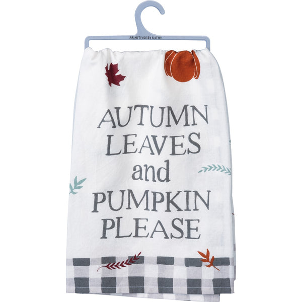 Autumn Leaves and Pumpkin Please Dish Towel