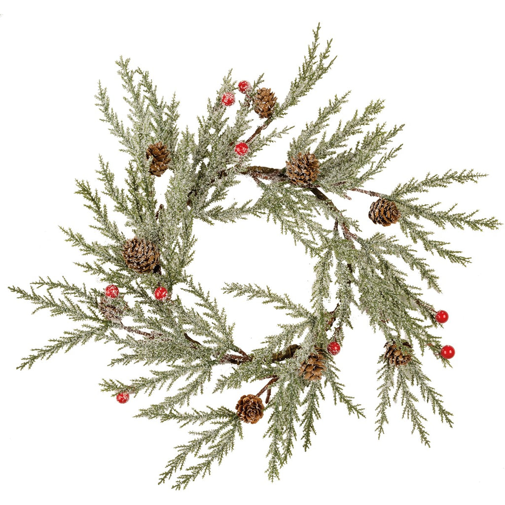 Pinecones and Berries Christmas Winter Candle Wreath