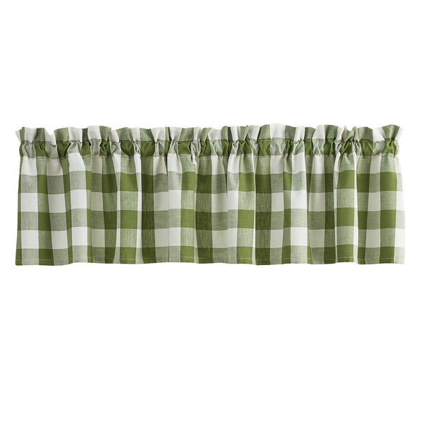 Wicklow Sage Green and white Buffalo Check Valance 14" X 72"