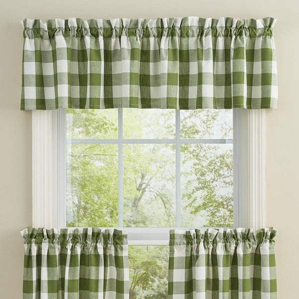 Wicklow Sage Green and white Buffalo Check Valance 14" X 72"