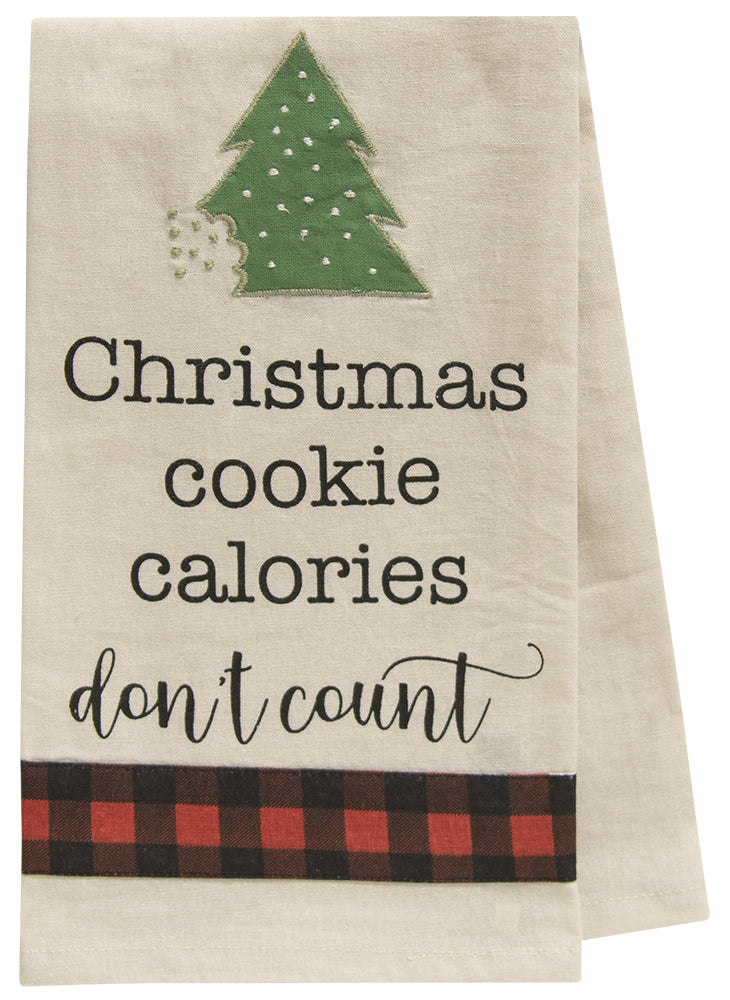 Christmas Cookie Calories don't count DISHTOWEL Cotton Dish Towel