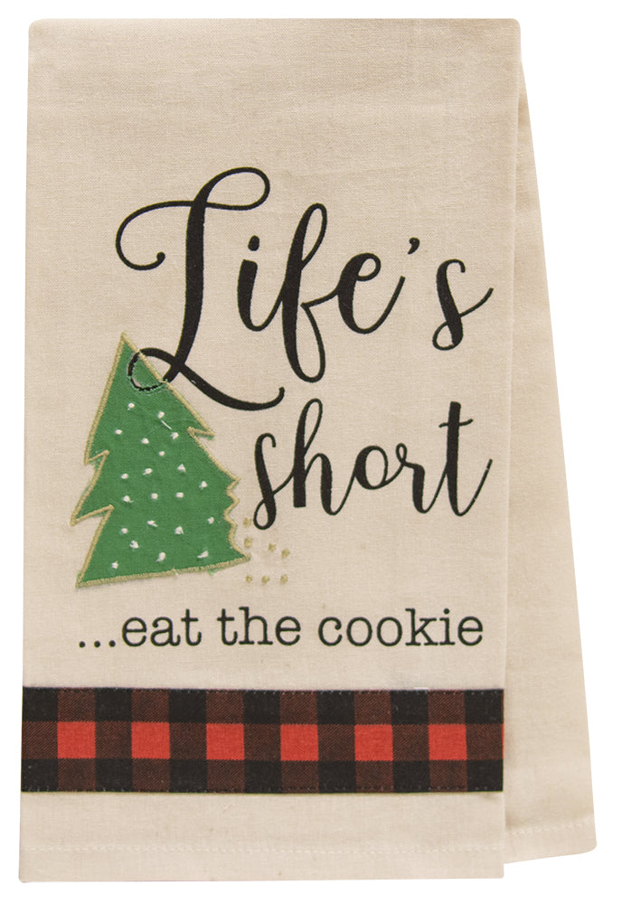 Life is Short...eat the cookie DISHTOWEL Cotton Dish Towel