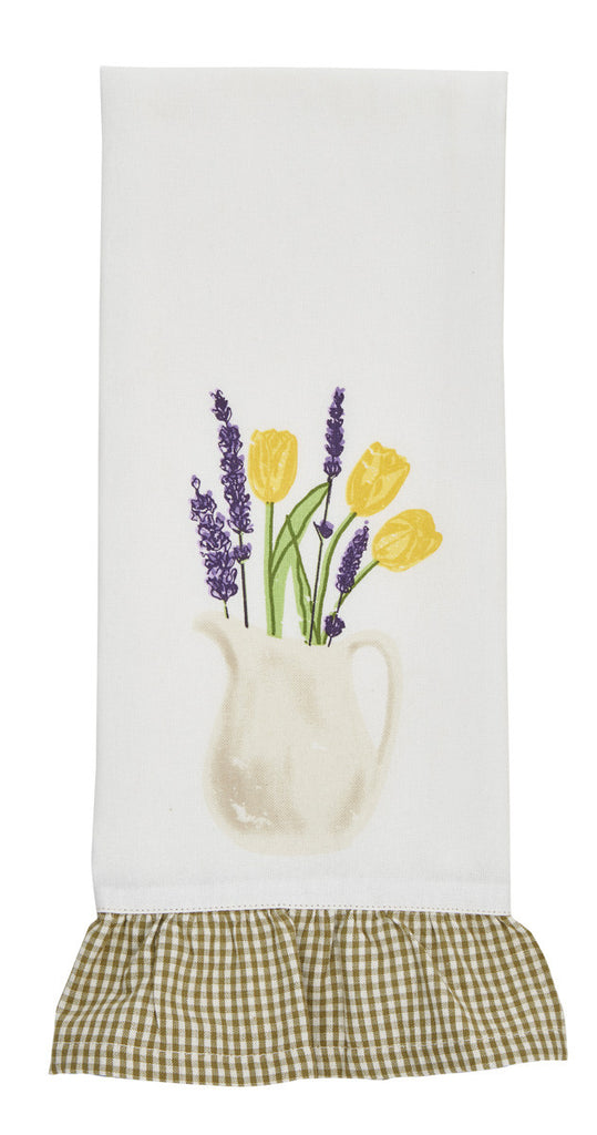 PITCHER WITH FLOWERS DISHTOWEL