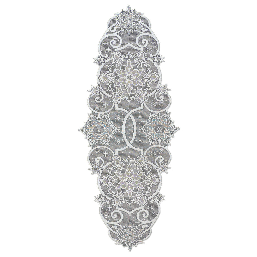Heritage Lace Snowflake Table Runner 19”x46” White