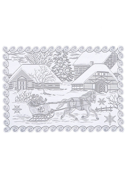 Heritage Lace Sleigh Ride White Placemat (one) 14" X 20"