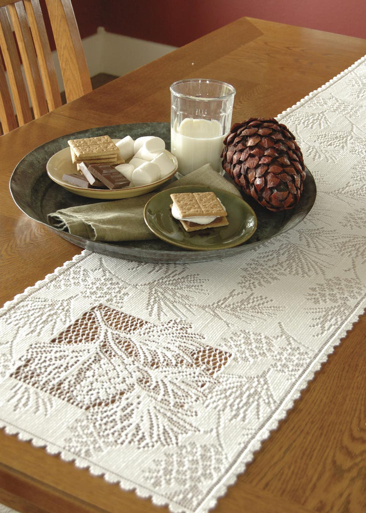 Heritage Lace WOODLAND Table Runner 14" X 45" WHITE
