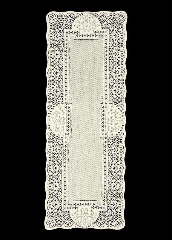 Heritage Lace WHITE CANTERBURY CLASSIC Table Runner 14" x 72"