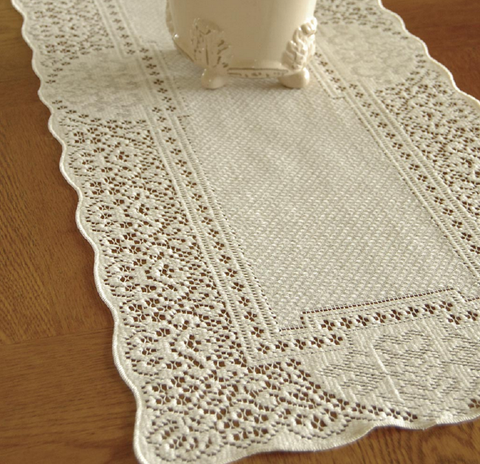 Heritage Lace ECRU CANTERBURY CLASSIC Table Runner 14" x 72"