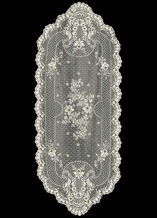 Heritage Lace White FLORET Table Runner 14" x 28"
